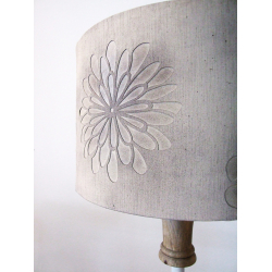 Lampa podłogowa na metalowej postawie z kwiatowym abażurem 159cm